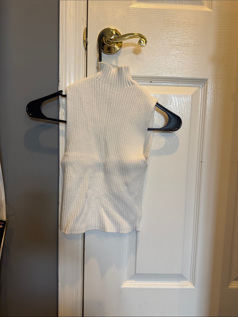 Sleeveless Ribbed Mock Neck Top in White